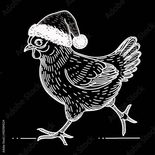 Festive Chicken in a Santa Hat Celebrating the Joy of Animals During Holidays