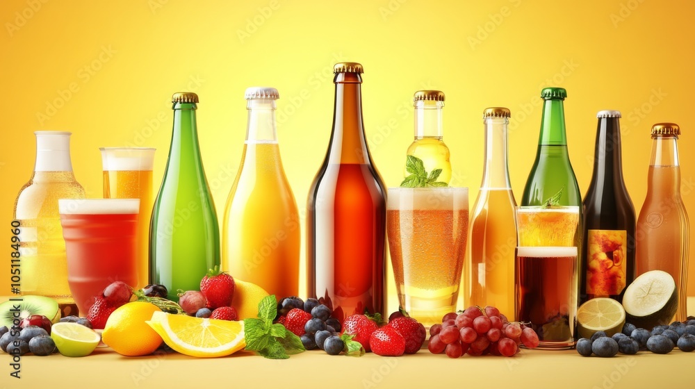 Vibrant Beverages in 3D with Bright Colors Vibrant Beverages in 3D with Bright Colors