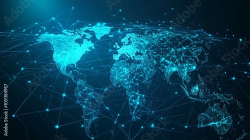 Global Network Connection: A Digital World Map