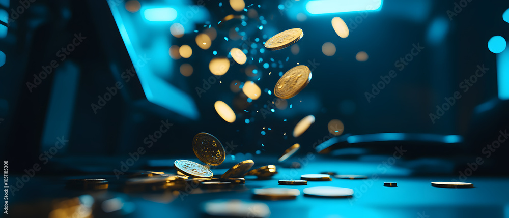 Naklejka premium Futuristic Business & Stock Investment Visuals: High-Tech, Neon-Lit Financial Concepts with Modern Urban Backdrops