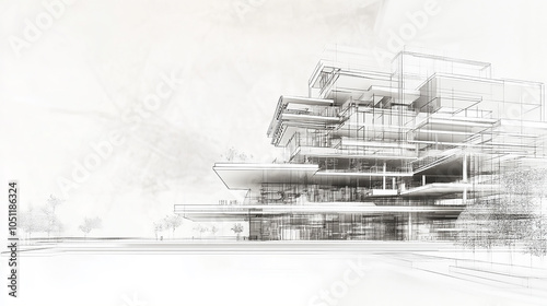 Wallpaper Mural Detailed Sketches and drawings of house interior and exterior  Industrial building wireframe rendering with architectural and construction details 
 Torontodigital.ca
