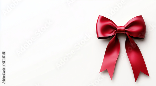 Red bow on a white background with space for text, created with Generative AI technology photo