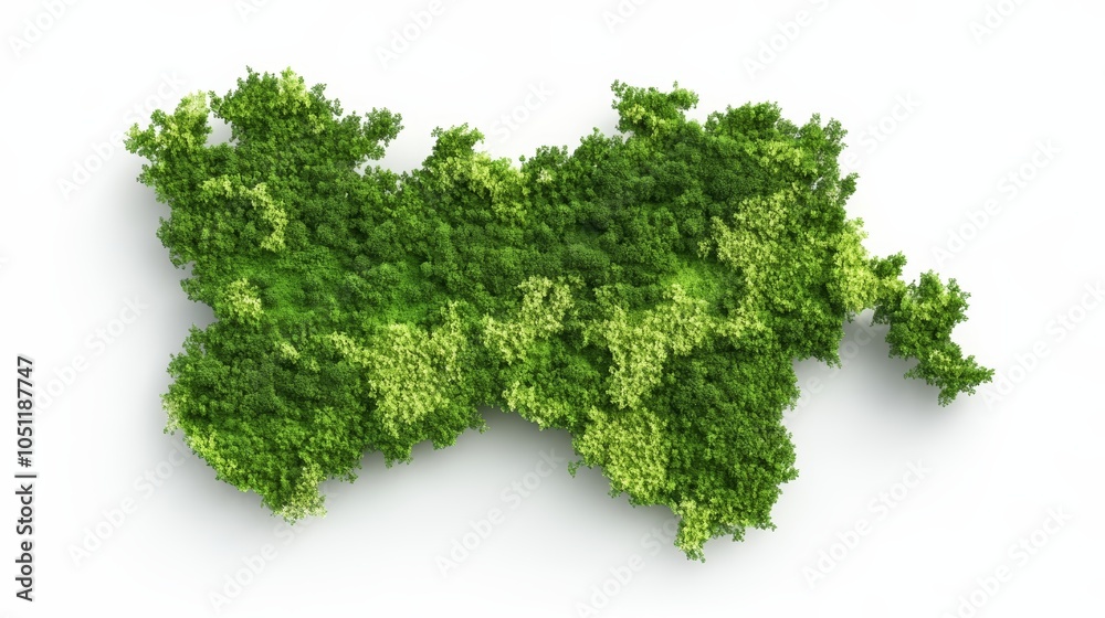 Obraz premium 3d map in green, a captivating fusion of cartography and nature's embrace experience