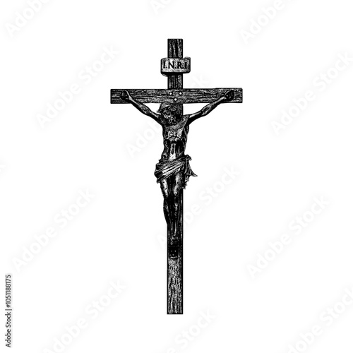 Catholic Crosses (crucifix) hand drawing vector isolated on background.