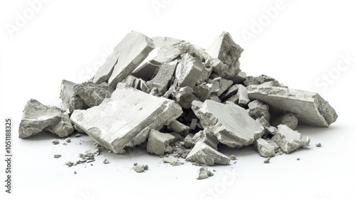 Wallpaper Mural A pile of broken concrete chunks scattered on a white background, showing rough, jagged textures and debris Torontodigital.ca