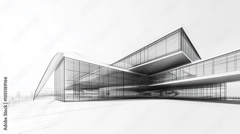 Obraz premium Home architecture interior project building or renovation refurbishment and restoration contractor service, mixed realistic and structural drawing Industrial building wireframe renderin