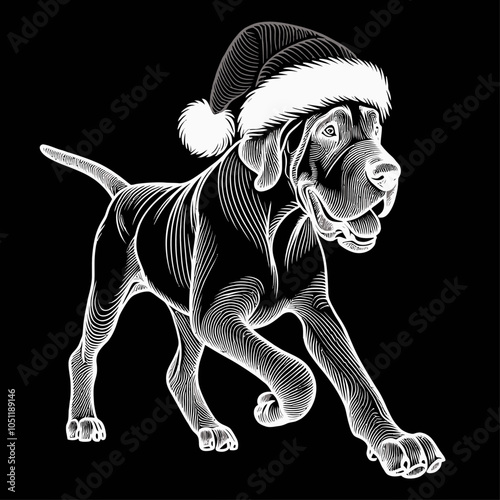 Festive Great Dane Dog Wearing Santa Hat A Joyful Holiday Companion