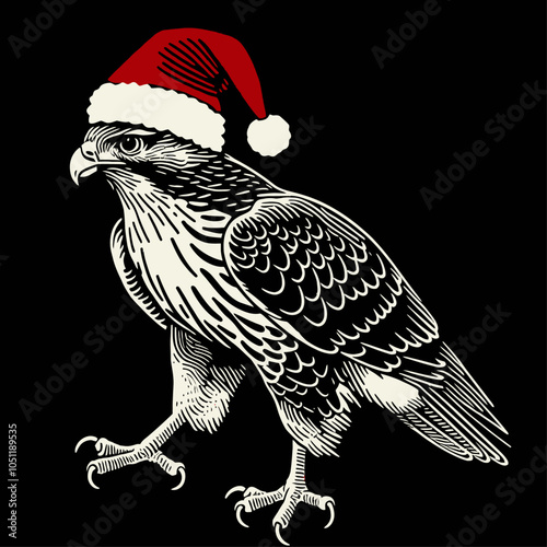 Festive Hawk in Santa Hat A Unique Celebration of Nature and Wildlife