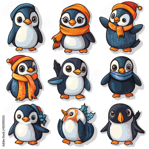 Dressed Up Penguin Die Cut Vinyl Vector Collection