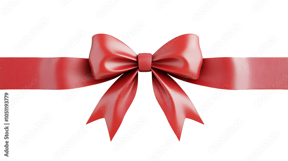 Elegant red bow with flowing ribbon on white background, perfect for gift wrapping and festive decoration Elegant red bow with flowing ribbon on white background, perfect for gift wrapping and festive decoration