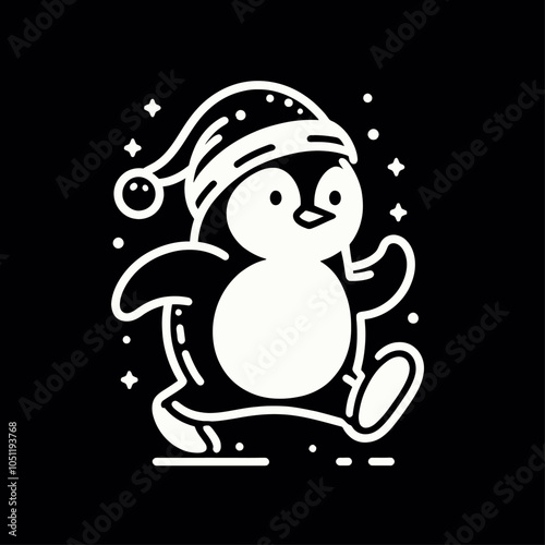 Festive Penguin in a Santa Hat Celebrating the Joy of Winter Holidays