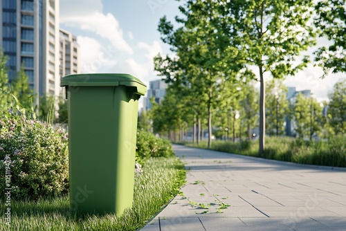 Green Bin in a City Park: Recycling and Urban Landscapes