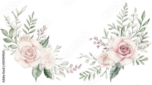 Elegant floral arrangement with soft pink roses and greenery for decorative use