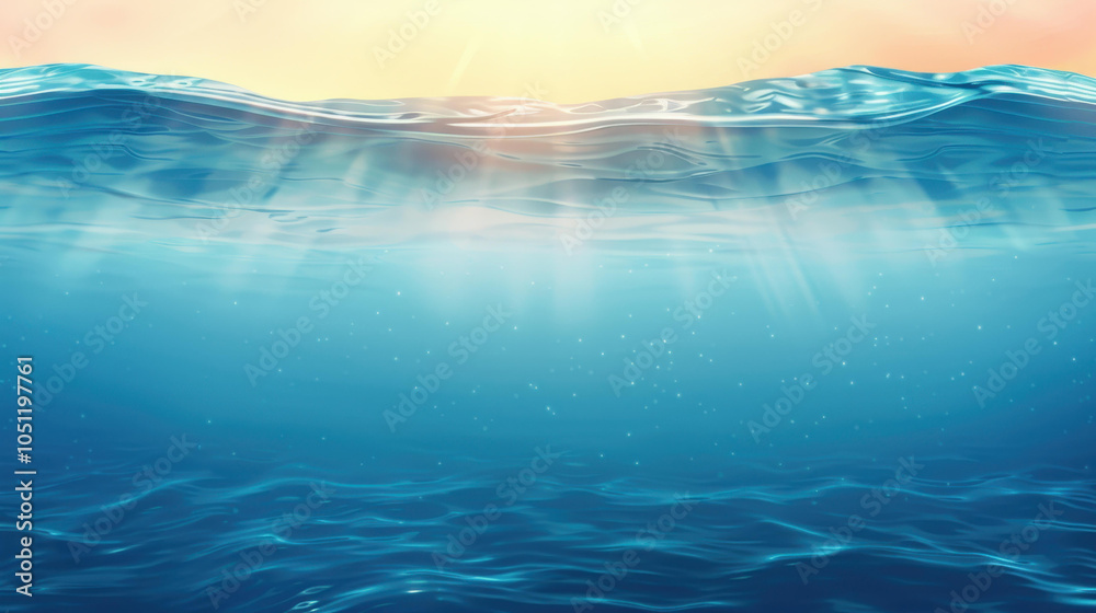 Obraz premium Experience the tranquility of blue sea water, where sunlight dances on the surface