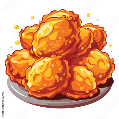 Chicken Nuggets on White Background Vector Illustration in Detailed Food Art Design