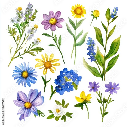 A vibrant collection of wildflowers hand-painted floral illustrations for nature lovers and art enthusiasts