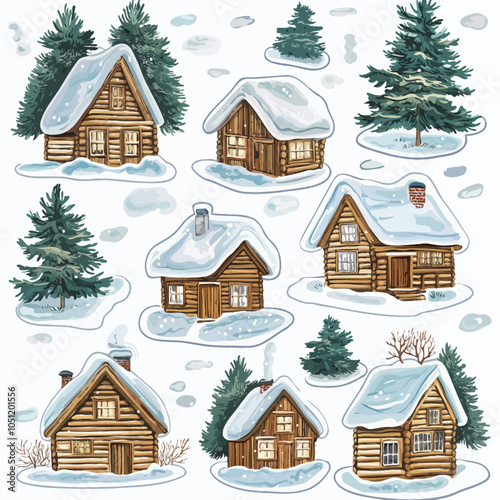 Cozy Snow-Covered Cabin in Winter Wonderland