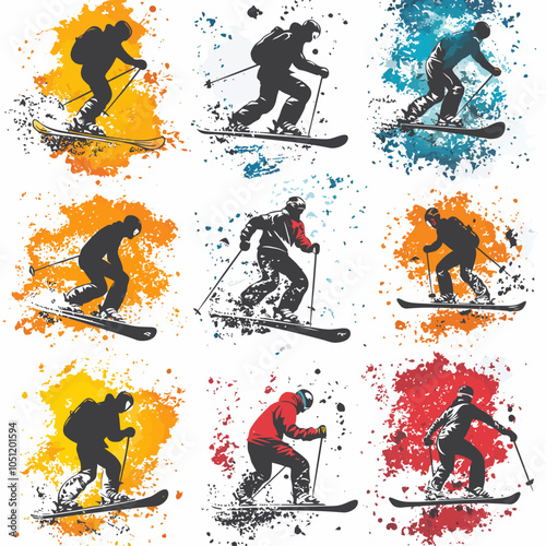 Skier and Snowboarder Die-Cut Vinyl Decals