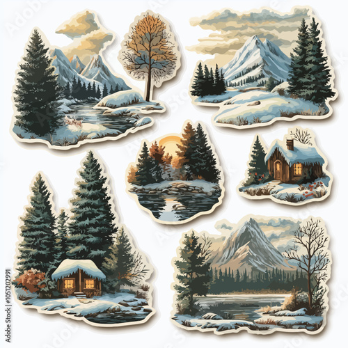 Vintage Die-Cut Paper Shapes, Retro Scrapbooking Elements