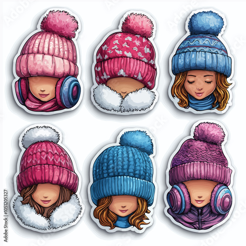 Winter Hats & Earmuffs Die Cut Vinyl Vector Collection