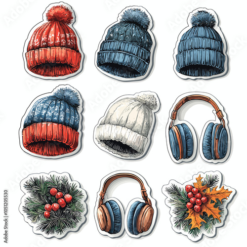 Winter Hats & Earmuffs Die Cut Vinyl Vector Collection