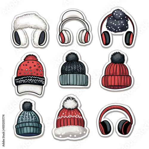 Winter Hats & Earmuffs Die Cut Vinyl Vector Collection