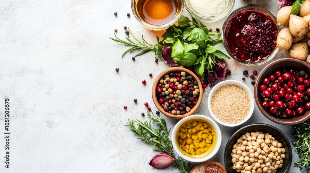 custom made wallpaper toronto digitalFresh Eastern Food Ingredients on Neutral Background