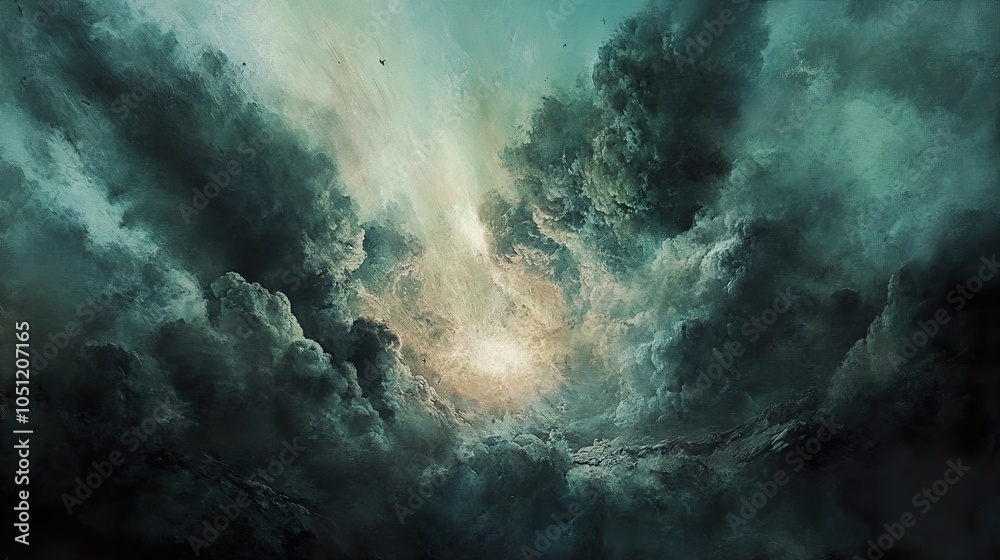 Fototapeta premium Dramatic Storm Clouds with Light Rays - Nature Photography