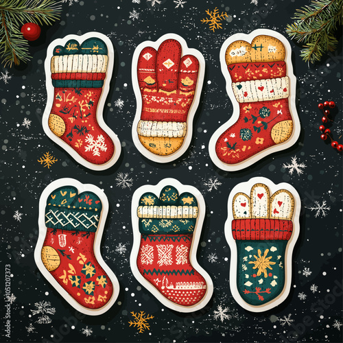 Woolen Mittens Die Cut Vinyl Vector Collection