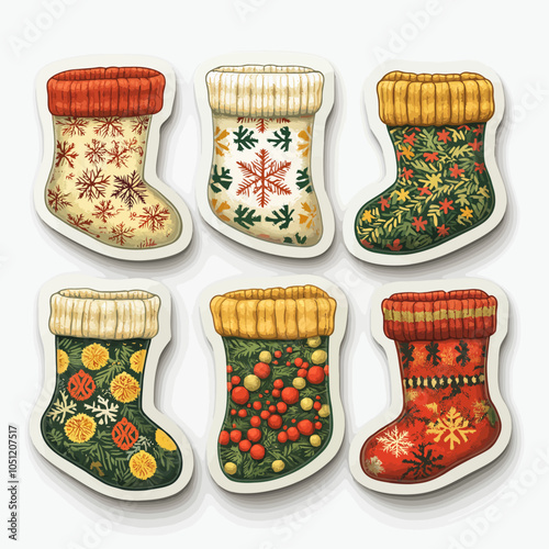 Die Cut Vinyl Woolen Mitten Collection Vector Graphic