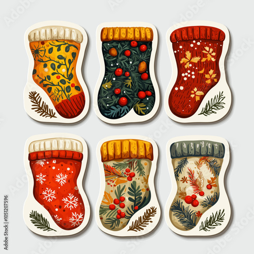 Die Cut Vinyl Woolen Mitten Collection Vector Graphic