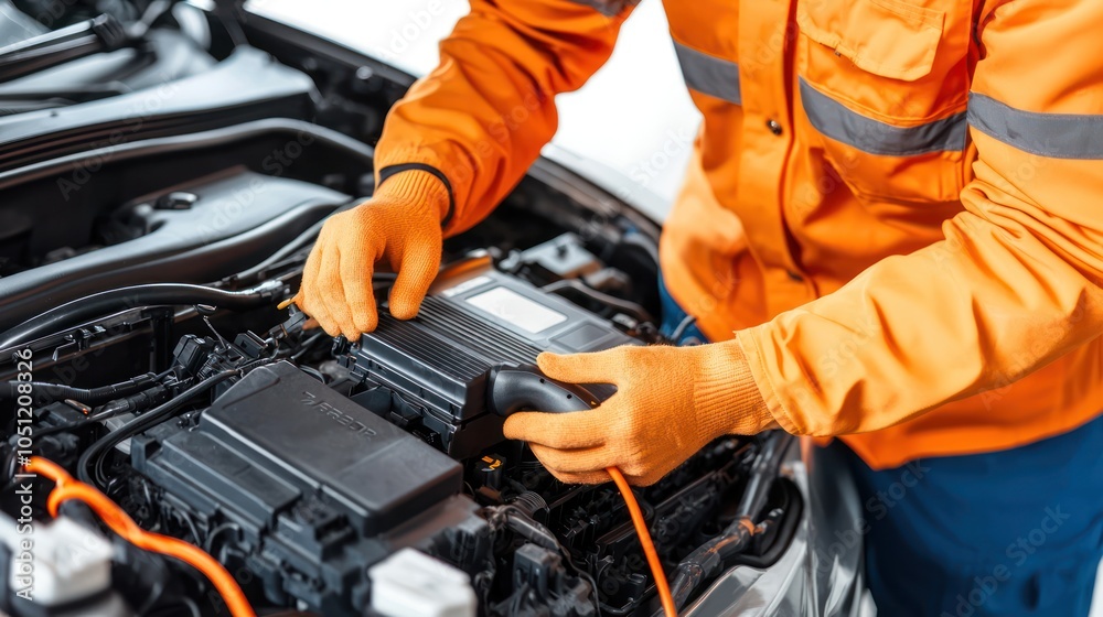 Skilled Mechanic Repairing Electric Car Battery Pack, Eco-Friendly Technology Expertise, High Resolution Image Skilled Mechanic Repairing Electric Car Battery Pack, Eco-Friendly Technology Expertise, High Resolution Image