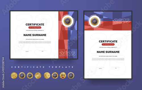 Certificate of appreciation or Award diploma template design and vector golden Luxury premium badges design