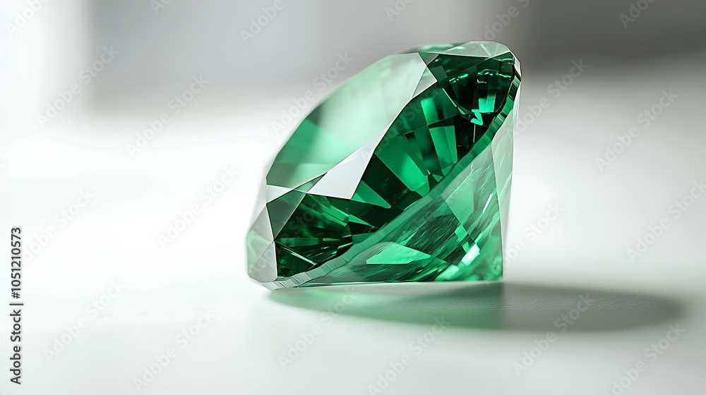 Fototapeta premium A sparkling green gem, showcasing intricate facets and vibrant color.