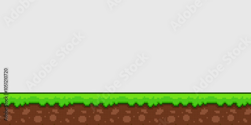 Land platform, pixel art illustration