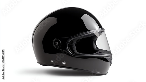 Black motorcycle helmet on white isolated background