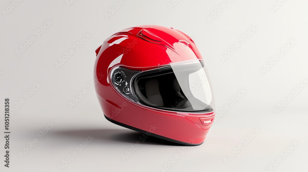 Red motorcycle helmet, white isolate background Red motorcycle helmet, white isolate background