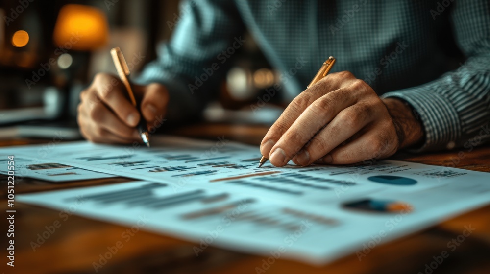 A man is writing with a pen on a piece of paper. Generative AI A man is writing with a pen on a piece of paper. Generative AI