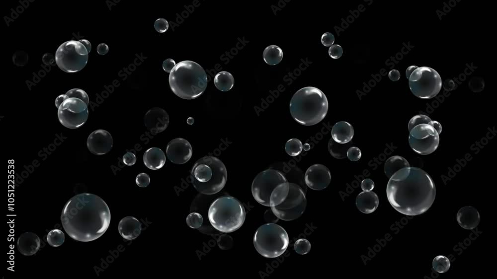 soap bubbles loop animation, flying from above falling down on black background soap bubbles loop animation, flying from above falling down on black background