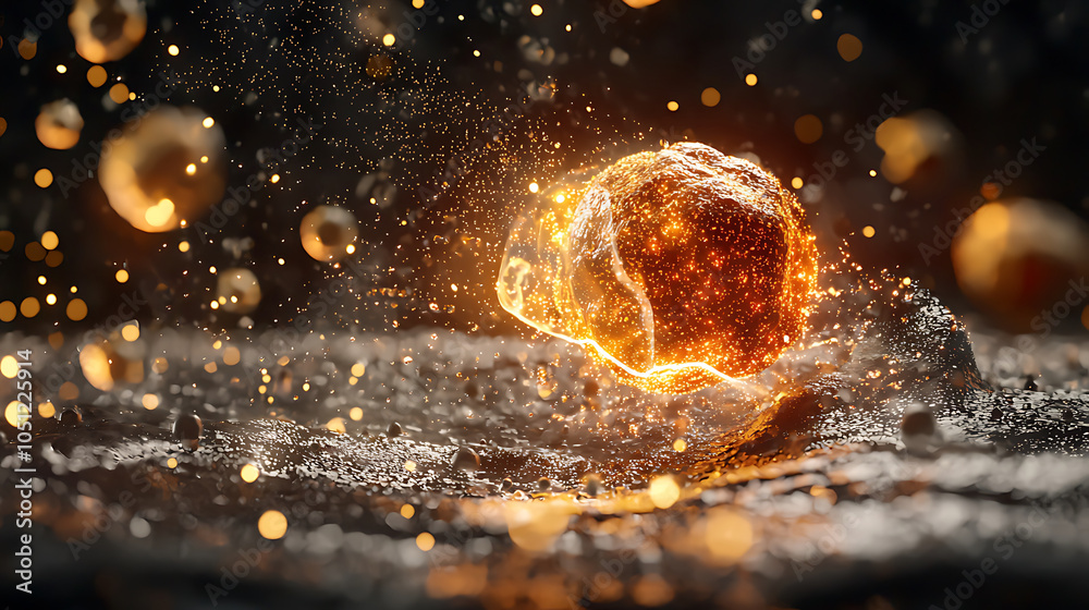 stunning visualization of glowing nanoparticle suspended in liquid medium, showcasing intricate details and dynamic movement. scene captures beauty of scientific exploration and innovation stunning visualization of glowing nanoparticle suspended in liquid medium, showcasing intricate details and dynamic movement. scene captures beauty of scientific exploration and innovation