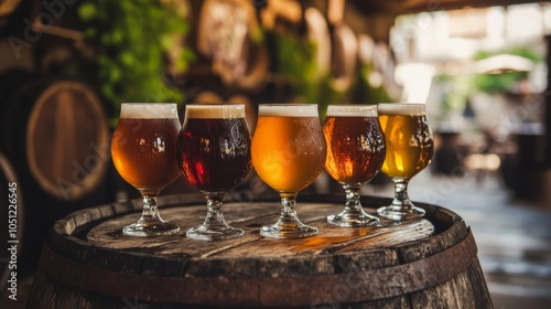 Beer varieties showcased in glasses