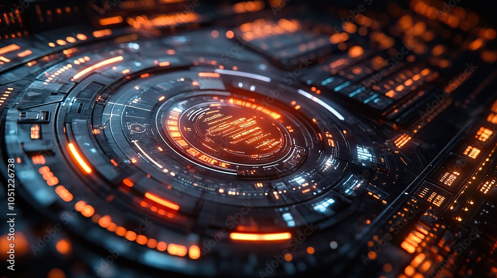 sci-fi futuristic HUD display showcases virtual reality technology, offering insights into advanced interface image