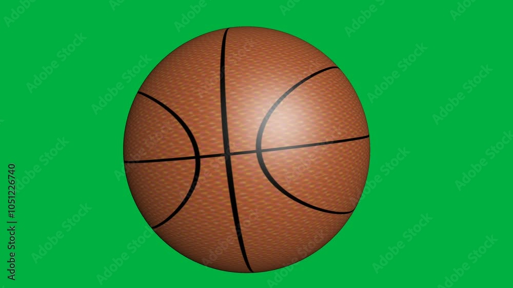 Basketball spinning rotating animation isolated on green background