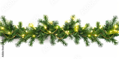 The Christmas garland sparkles with twinkling lights, creating a merry and joyous celebration. It enhances holiday cheer and brightens the surroundings beautifully, adding to the festive ambiance