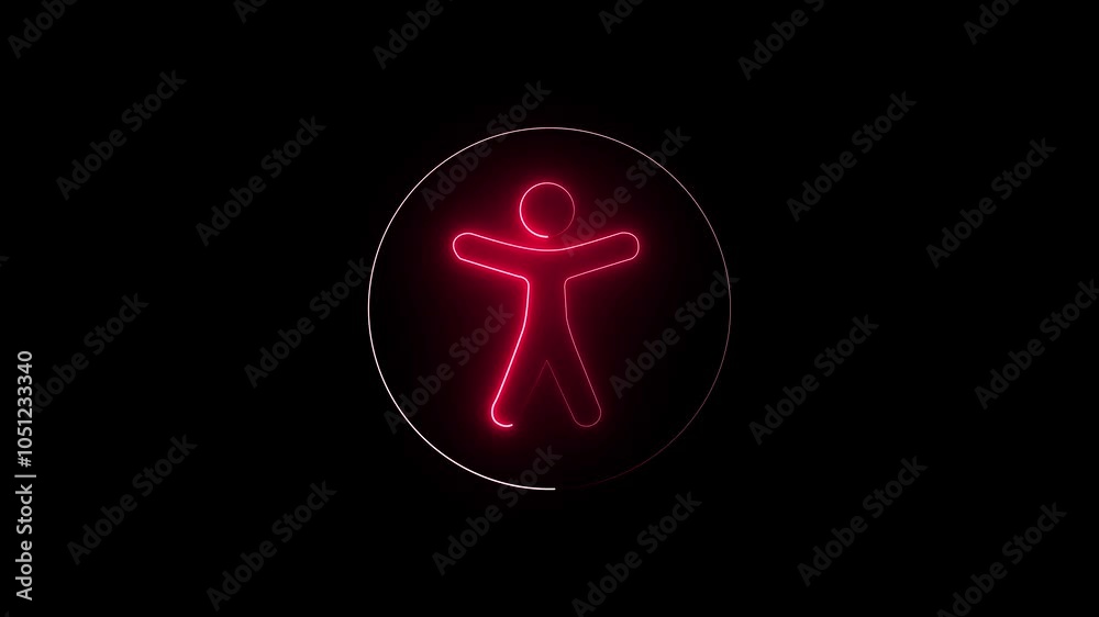 abstract neon glowing User line man icon inside circle, line icon video animation. Neon profile icon. Neon man and circle icon on a black background. abstract neon glowing User line man icon inside circle, line icon video animation. Neon profile icon. Neon man and circle icon on a black background.
