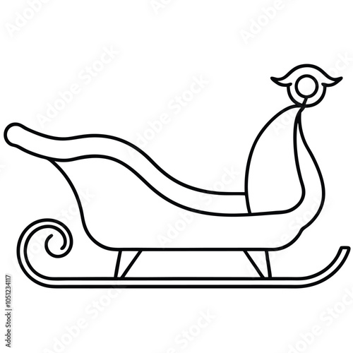 Outline of sleigh vector and illustration isolated on white background.