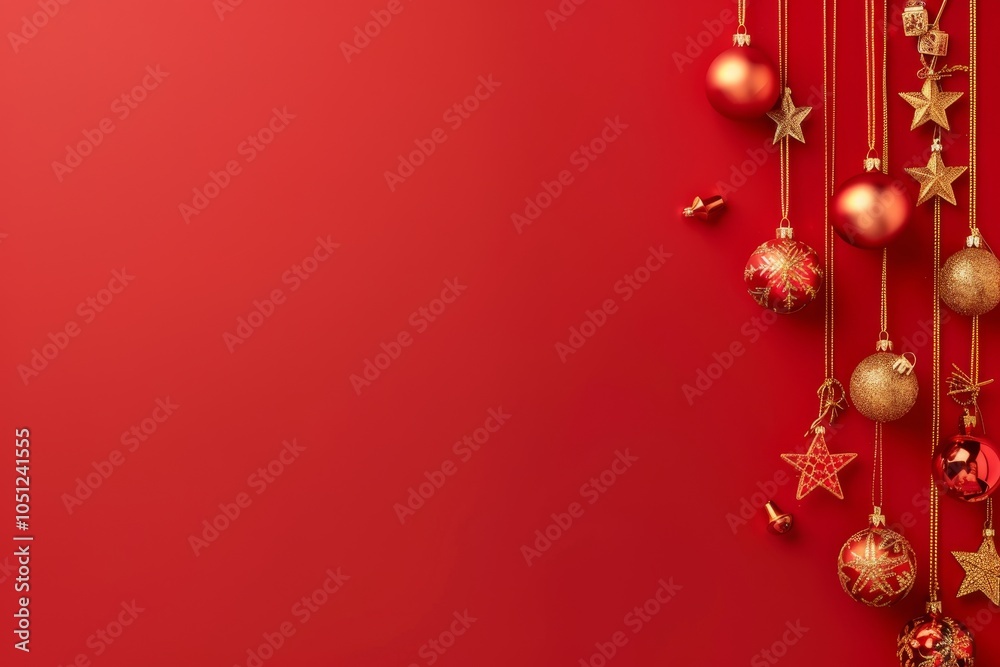 The festive red backdrop is adorned with elegant Christmas decorations, creating a joyful atmosphere that spreads merriment and cheer, celebrating the holiday season with charm and festivity The festive red backdrop is adorned with elegant Christmas decorations, creating a joyful atmosphere that spreads merriment and cheer, celebrating the holiday season with charm and festivity