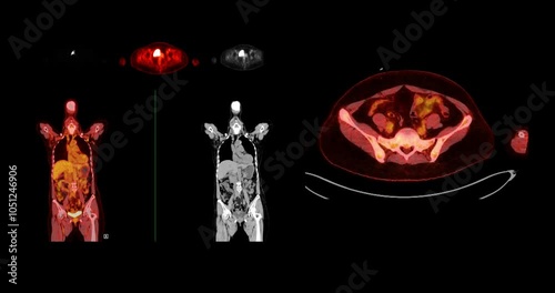 A PET-CT scan is a diagnostic imaging technique combining positron emission tomography (PET) and computed tomography (CT) in cancer diagnosis and staging.  photo