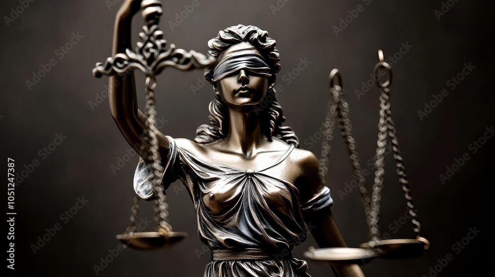 Representing balance and impartiality through the blindfolded figure Representing balance and impartiality through the blindfolded figure