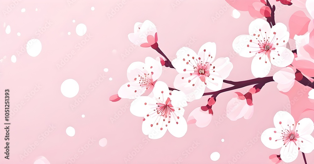 Fototapeta premium Minimalistic abstract illustration of cherry blossoms